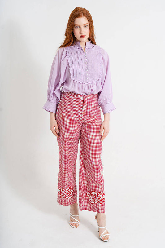 Reina Lavender Pintuck Blouse