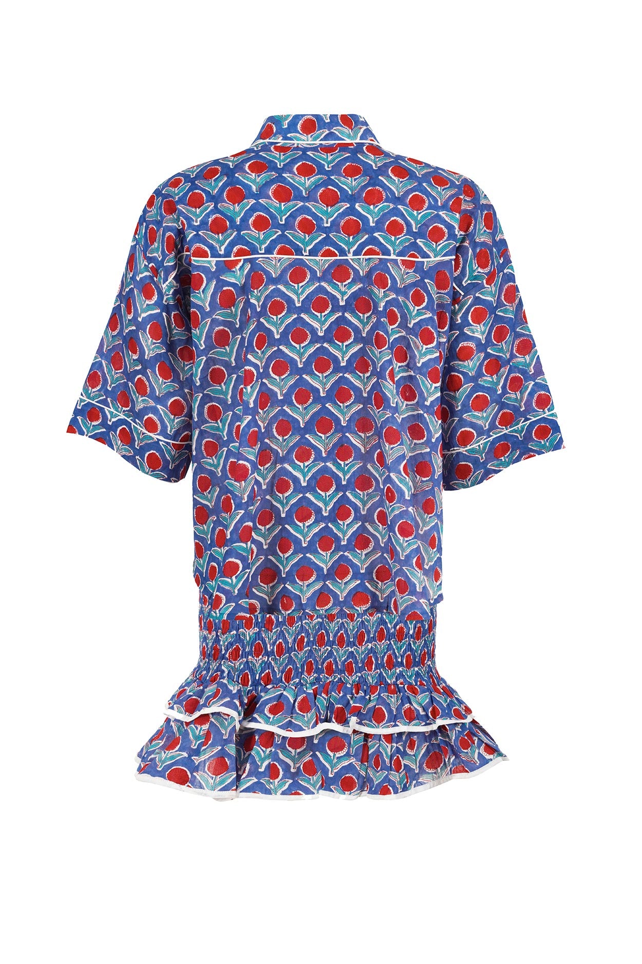 Blue block printed matching set. Co-ord.