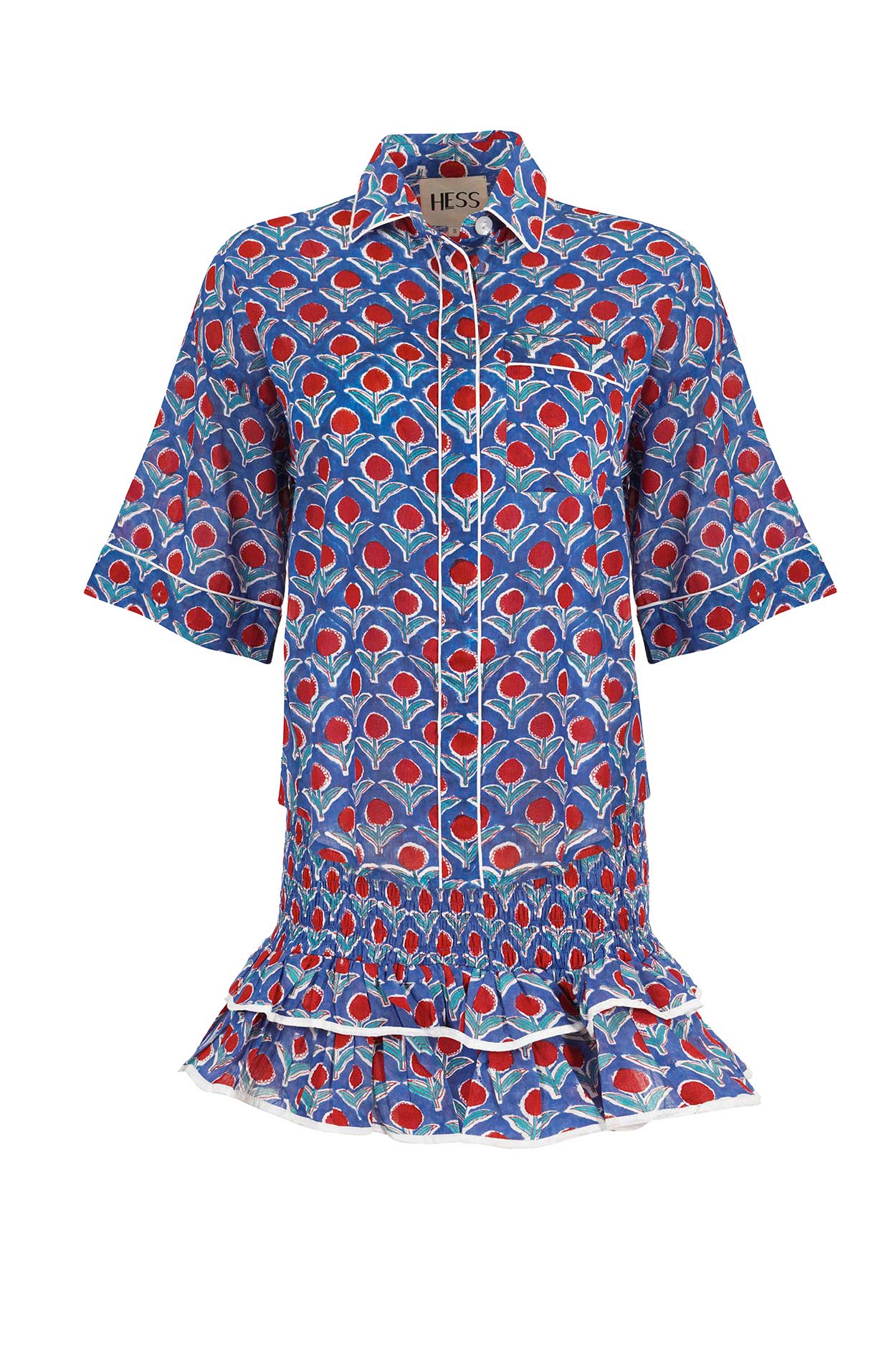 Blue block printed matching set. Co-ord.