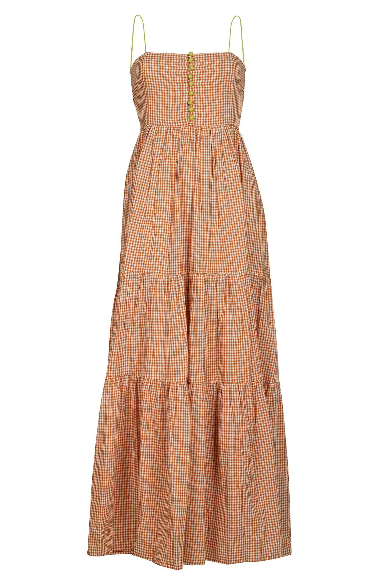 Orange Gingham Seville Maxi Dress - Hess