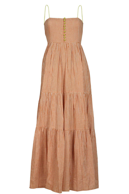 Orange Gingham Seville Maxi Dress - Hess