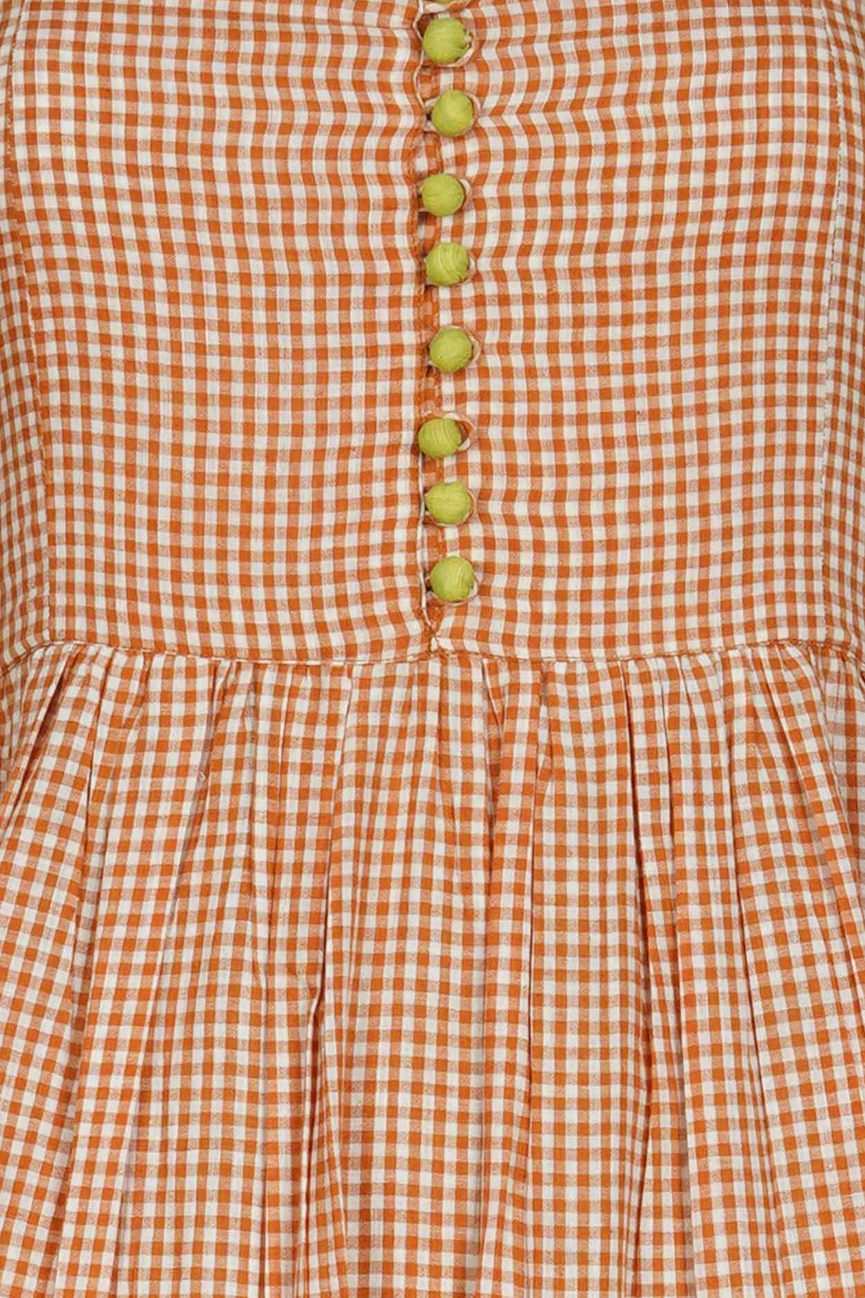 Orange Gingham Seville Maxi Dress - Hess